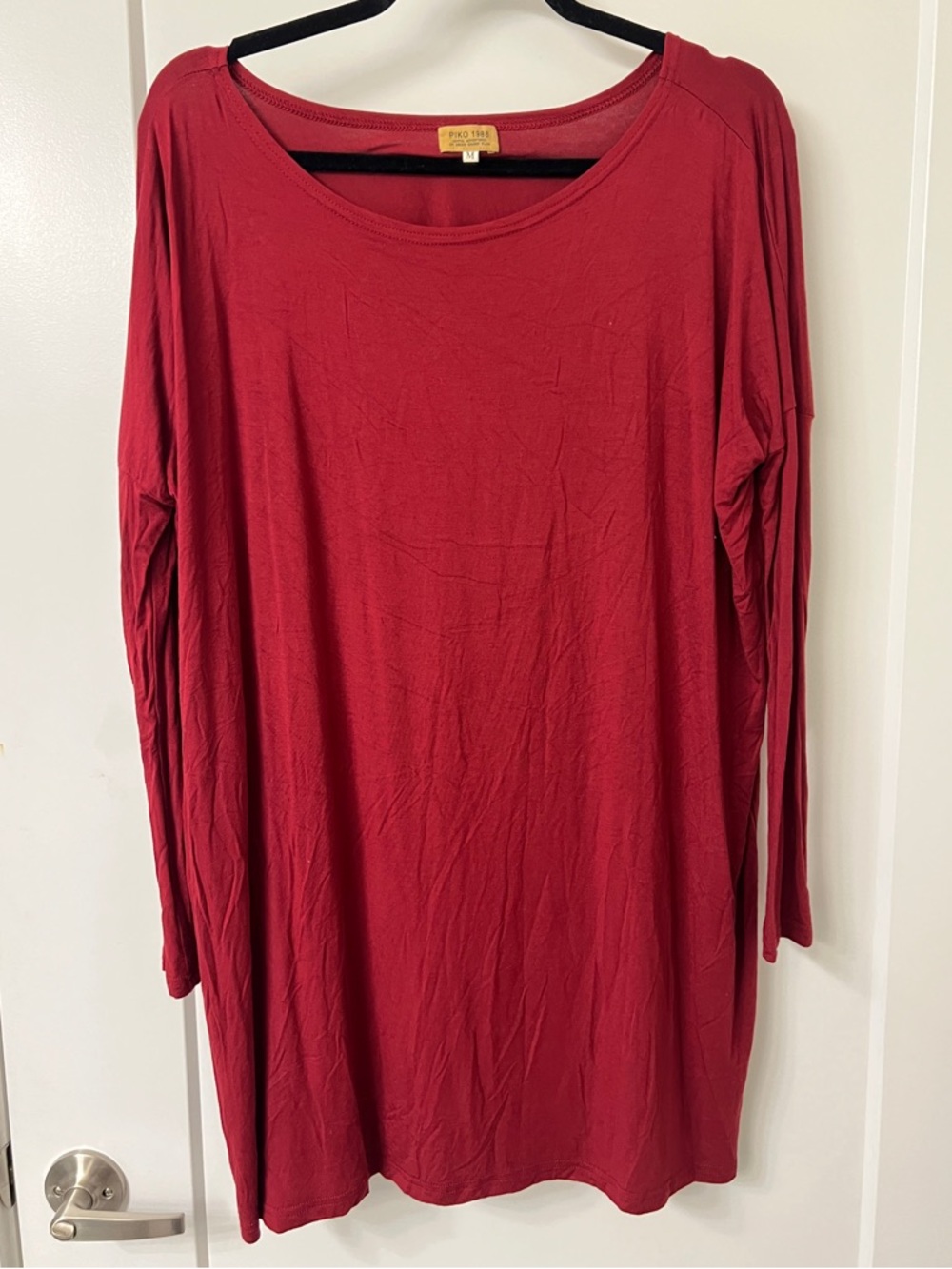Piko 1988 long sleeve bamboo tunic top in red